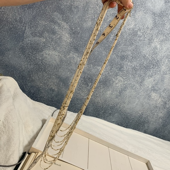 White gold beaded necklace multi strand 30-38” - Picture 10 of 10